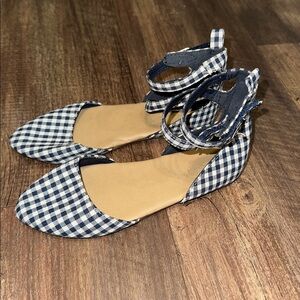OLD NAVY Girls Gingham Plaid‎ Navy & White Shoes size 11 EUC